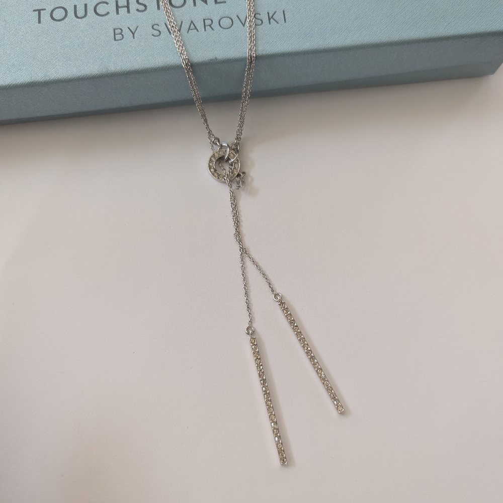 Touchstone Crystal Pave Stick Lariat necklace